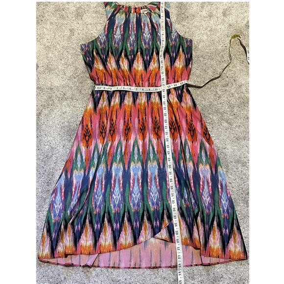 Athleta Ikat Martinique Dress Sleeveless Size Medium Multi Color Tassel Tie Back - Picture 5 of 9